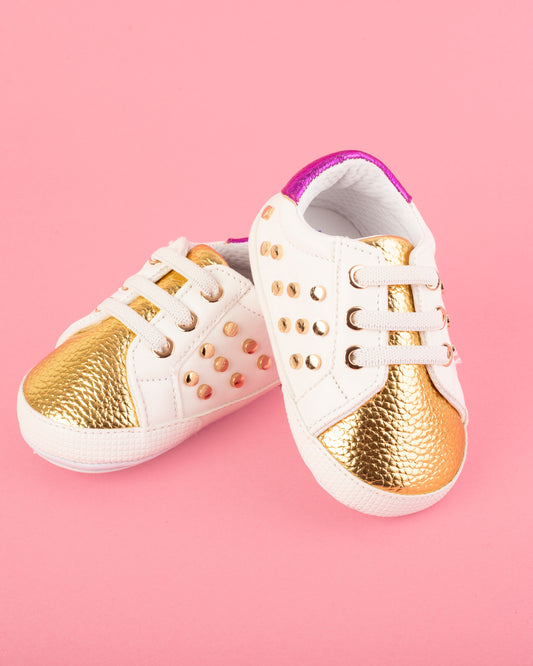 Zapatito Spiked Elegance Gold Fuccia